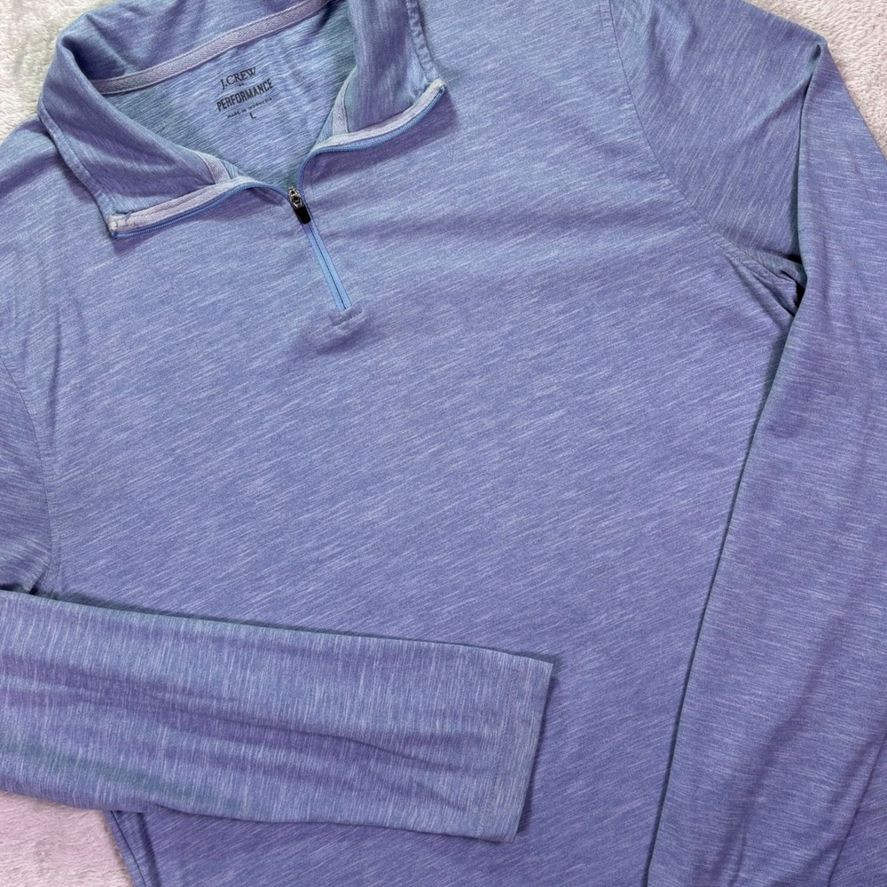 J.Crew Mens Quarter-Zip Pullover Size L Blue Performance Heathered AG968
